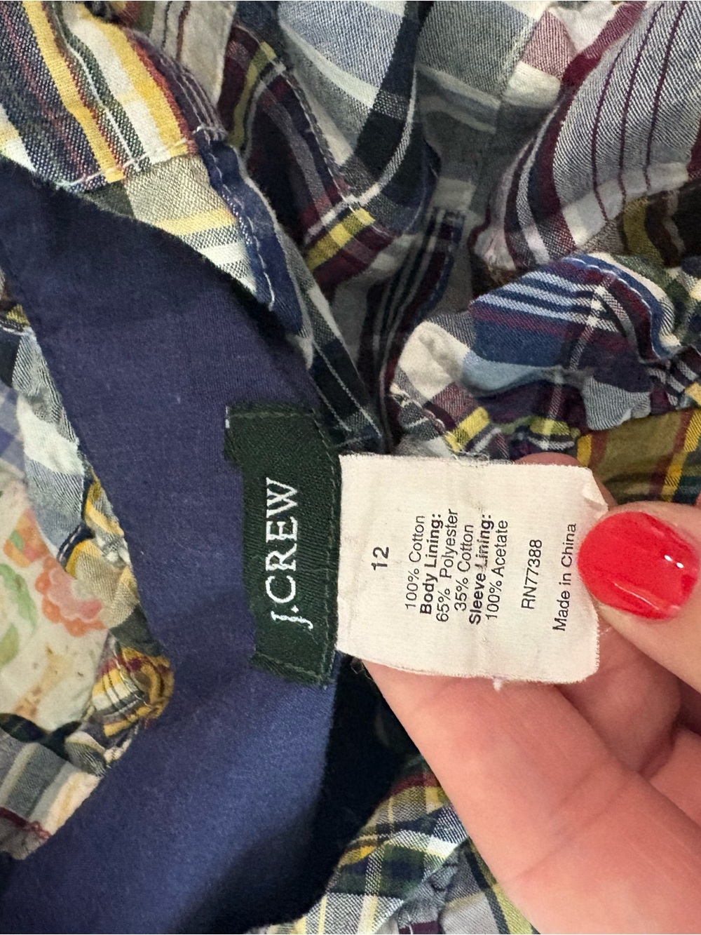 J. Crew Multicolor Plaid Ruffle-Trim Blazer - Picture 4 of 4